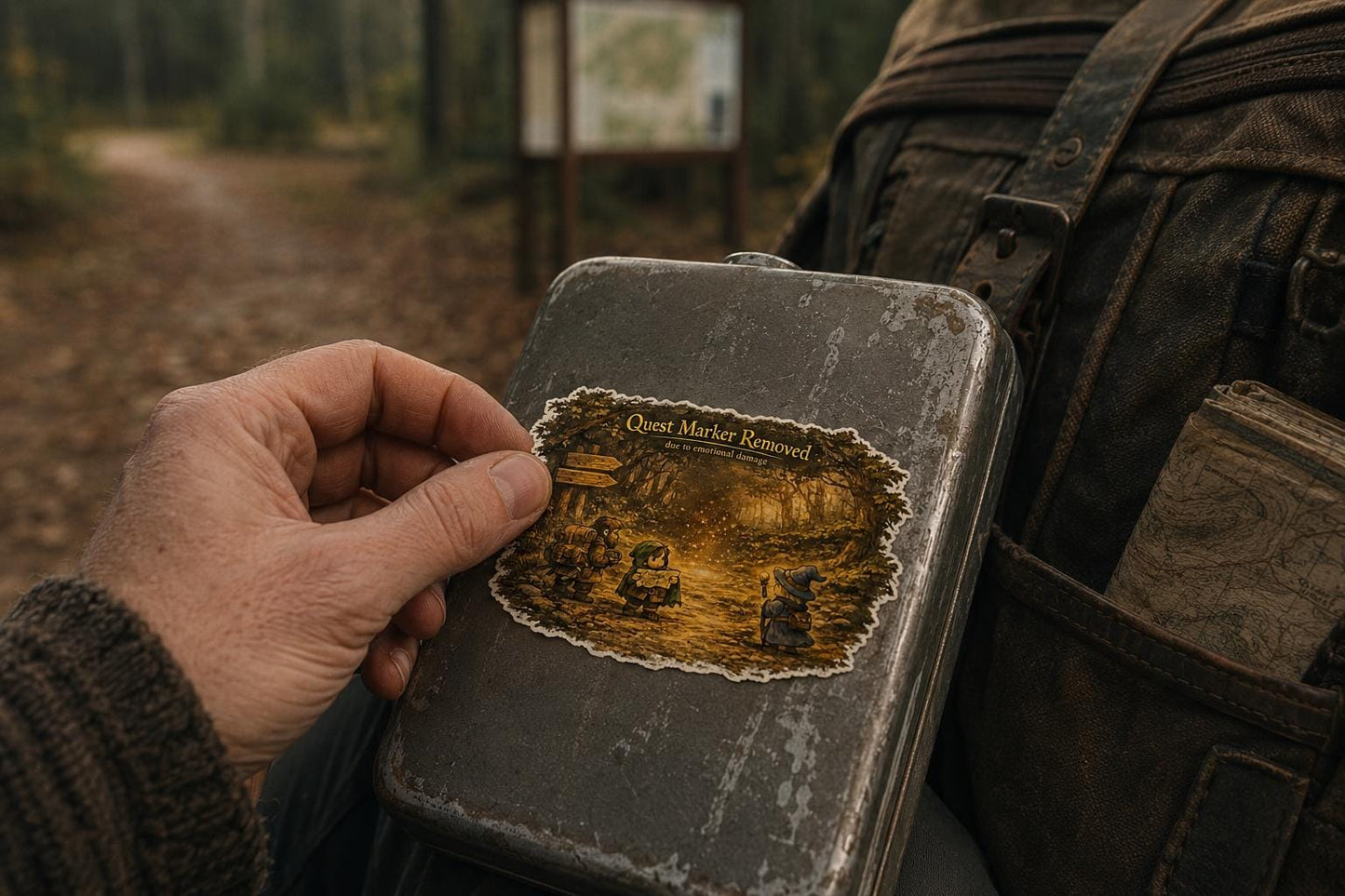 Quest Marker Removed | Cozy Fantasy ADHD Sticker | Emotional Damage RPG Decal