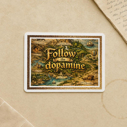 Follow the Dopamine Sticker | ADHD Side Quest Fantasy Map Vinyl Decal