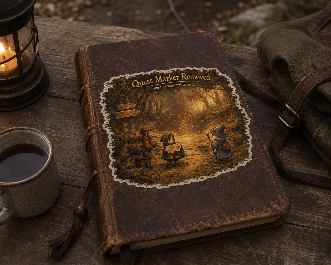 Quest Marker Removed | Cozy Fantasy ADHD Sticker | Emotional Damage RPG Decal