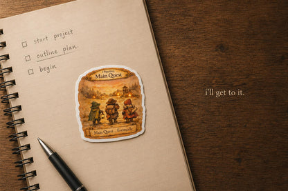 “Main Quest… Eventually” Vinyl Sticker