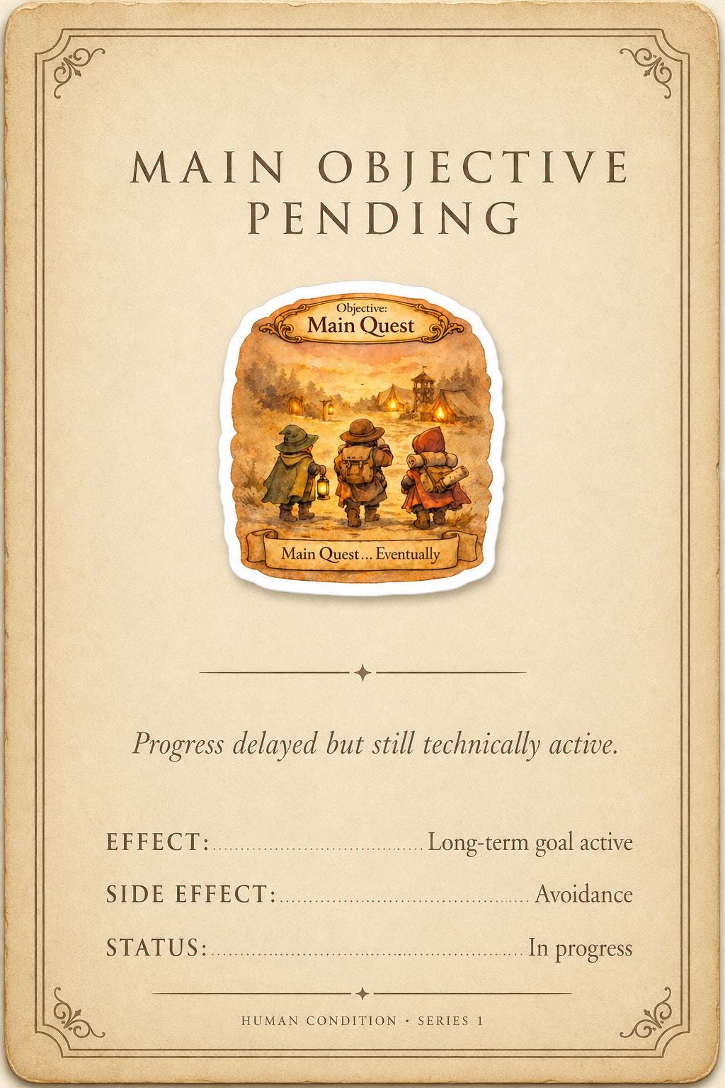“Main Quest… Eventually” Vinyl Sticker